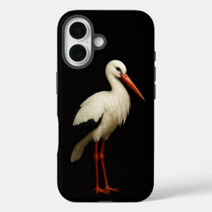 Zwarte 4 Luxe iPhone 16 Mate, Elegante Ooievaar Hoesje
