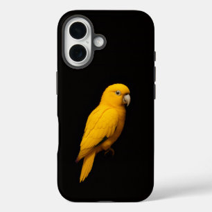 Zwarte 4 Luxe iPhone 16 Mate, Gouden Parkiet Hoesje