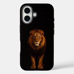 Zwarte 4 Luxe iPhone 16 Mate, Majestueuze Leeuw Hoesje