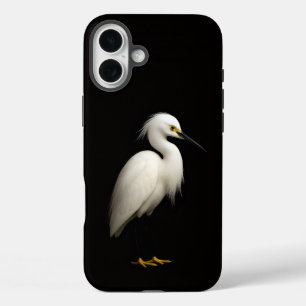 Zwarte 4 Luxe iPhone 16 Plus, Grote Zilverreiger Plus Hoesje