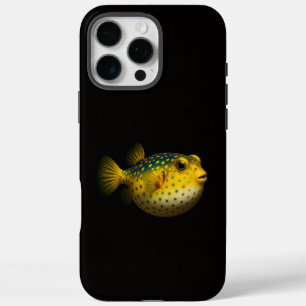 Zwarte 4 Luxe iPhone 16 Pro Max, Gele Kogelvis Max Hoesje
