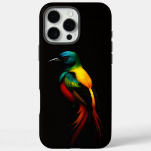 Zwarte 4 Luxe iPhone 16 Pro Max Hoes, Regenboogvog Hoesje