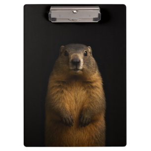 Zwarte 4 Luxe Klembord, Fluffy Marmot Klembord