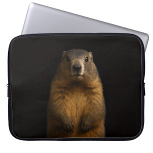 Zwarte 4 Luxe Laptophoes, Fluffy Marmot Laptop Sleeve