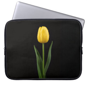 Zwarte 4 Luxe Laptophoes, Gouden Gele Tulp Laptop Sleeve