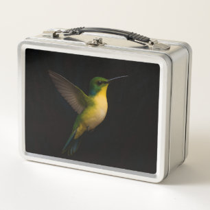 Zwarte 4 Luxe Metalen RVS Lunchbox Vliegende Vogel