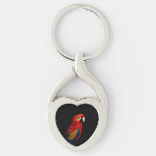 Zwarte 4 Luxe sleutelhanger met Scarletten papegaa
