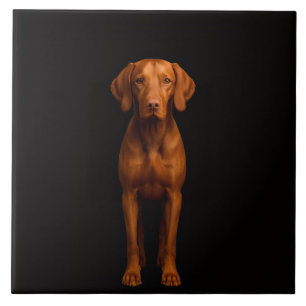 Zwarte 4 Luxe Tegel met Agile Vizsla Hond Tegeltje
