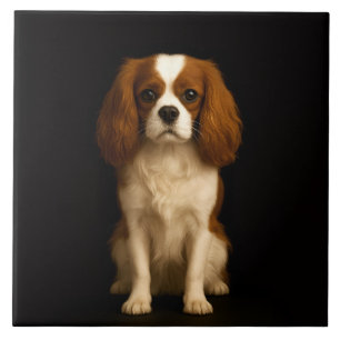 Zwarte 4 Luxe tegel met Sweet Cavalier Spaniel Tegeltje