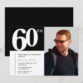 Zwarte 60e verjaardag uitnodigingen Modern Chic Fo (Voorkant / Achterkant)