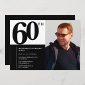 Zwarte 60ste verjaardag uitnodigingen Elegant Chic (Voorkant / Achterkant)