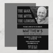 Zwarte 91e verjaardagsuitnodiging Het Man De Legen Kaart (Voorkant / Achterkant)