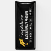 Zwarte aangepaste afstudeerbanner spandoek (Verticaal)