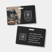 Zwarte aangepaste ID | Moderne minimalistische per Badge (Voor- en achterkant)