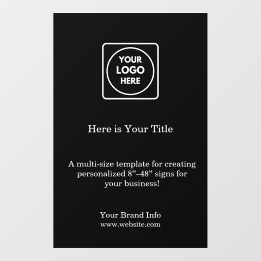 Zwarte aangepaste Logo | Minimaal stijlvol zakelij Raamsticker (Vel)