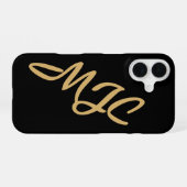 Zwarte aangepaste monogram iPhone 16 hoesje (Achterkant horizontaal)