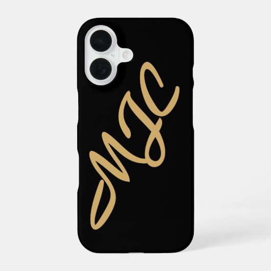 Zwarte aangepaste monogram iPhone 16 hoesje (Achterkant)