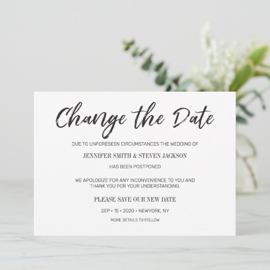 Zwarte Aankondiging Uitstel Wijziging Datum (Staand voorkant)