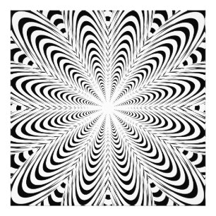 Zwarte abstracte optische illusie bloem foto afdruk