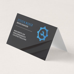 Zwarte Abstracte Panelen   Wrench Gear Logo Visitekaartjes