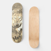 Zwarte abstracte waterverf skateboard (Voorkant)