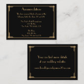 Zwarte accommodatiekaarten voor de bruiloft informatiekaartje (Voorkant / Achterkant)