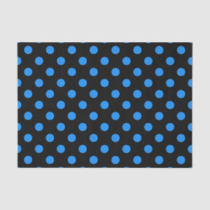 Zwarte achtergrond Blauwe Polka Dots Tissuepapier