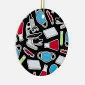 Zwarte achtergrond Cute Lab Pattern Keramisch Ornament (Rechts)