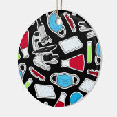 Zwarte achtergrond Cute Lab Pattern Keramisch Ornament (Links)