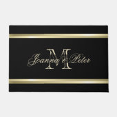 Zwarte achtergrond en gouden strepen deurmat (Voorkant)