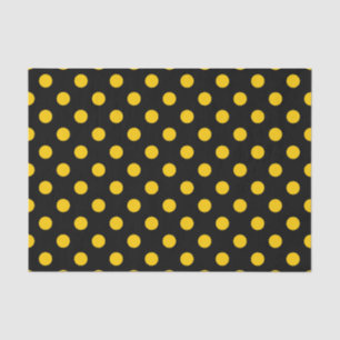 Zwarte achtergrond Gele Polka Dots Tissuepapier