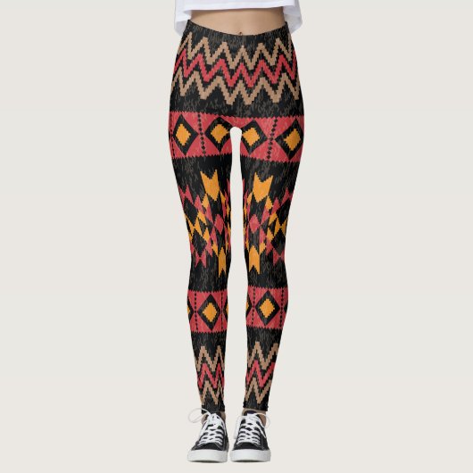 Zwarte achtergrond, geometrisch modern patroon. leggings (Voorkant)