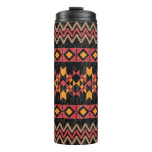 Zwarte achtergrond, geometrisch modern patroon. thermosbeker