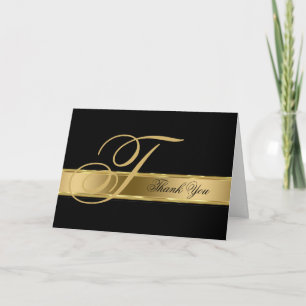 Zwarte achtergrond Gold Stripe - Hartelijk dank Bedankkaart
