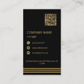 Zwarte achtergrond Gold Stripes Visitekaartje (Achterkant)