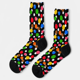 Zwarte achtergrond Kleurrijke Polka Dots Sokken