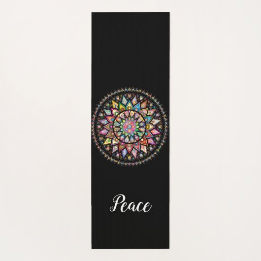 Zwarte achtergrond, mandala achtergrond yogamat (Achterkant)