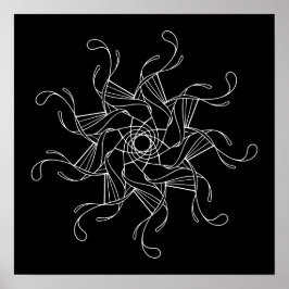 Zwarte achtergrond Mandala grote volwassen kleuren Poster