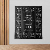 Zwarte achtergrond met uw logo en sociale media ac wandkleed