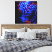 Zwarte achtergrond Neon Blue Dragon Bright Canvas Afdruk (Insitu (Slaapkamer))