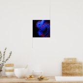 Zwarte achtergrond Neon Blue Dragon Bright Poster (Keuken)