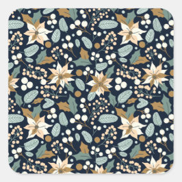 Zwarte achtergrond Poinsettia wintervakantie Vierkante Sticker