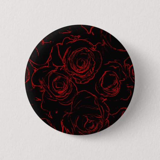 Zwarte achtergrond rode rozen ronde button 5,7 cm (Voorkant)