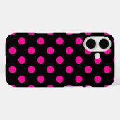 Zwarte achtergrond Roze Polka Dots Case-Mate iPhone Case (Achterkant (horizontaal))