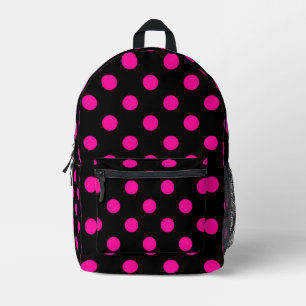 Zwarte achtergrond Roze polka stippen Bedrukte Rugzak