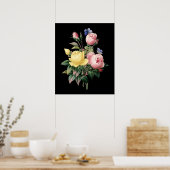 zwarte achtergrond rozen bouquet Redoute Poster (Keuken)