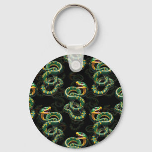 Zwarte Achtergrond Slang Patroon Ontwerp Sleutelhanger