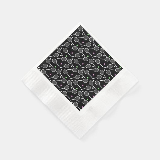 Zwarte achtergrond Tennis Racket Pattern Servet (Hoek)