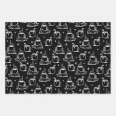 Zwarte achtergrond van Cute Hot Coffee zonder naad Inpakpapier Vel (Voorkant)