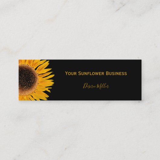 Zwarte achtergrond van gele zonnebloem Land Rustis Mini Visitekaartje (Voorkant)